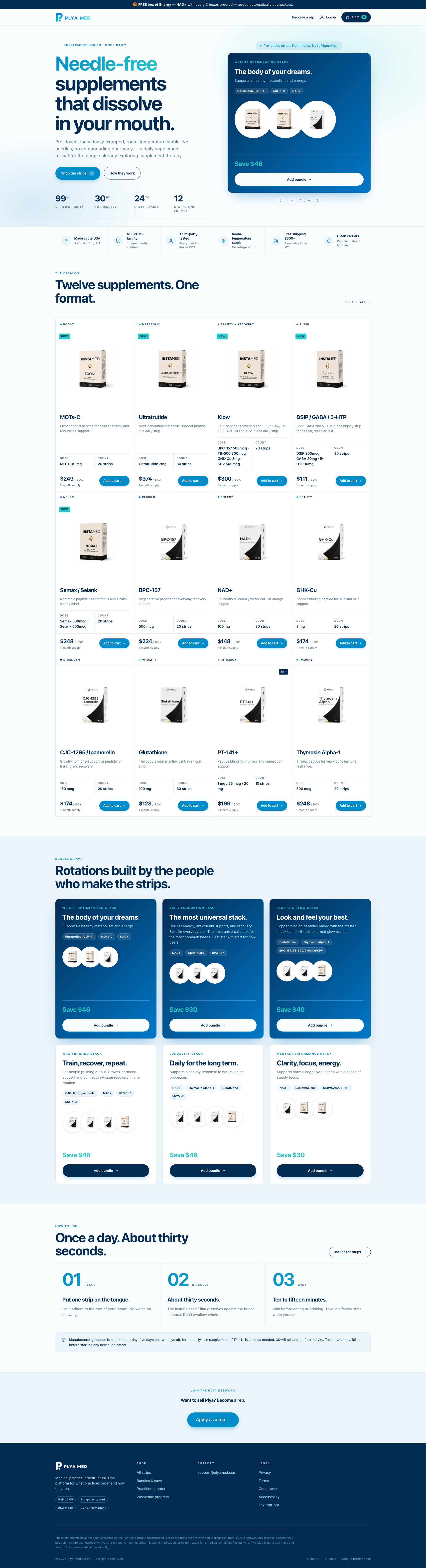 Example PlyaMed branded storefront — catalog, bundles, and checkout
